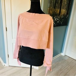 Soncy Pink Cotton Crop Activewear With Ties Sweatshirt Size 00 Medium NWT